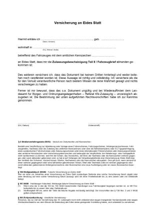 Formular zur Abgabe der eidesstattlichen Versicherung – ZB2
