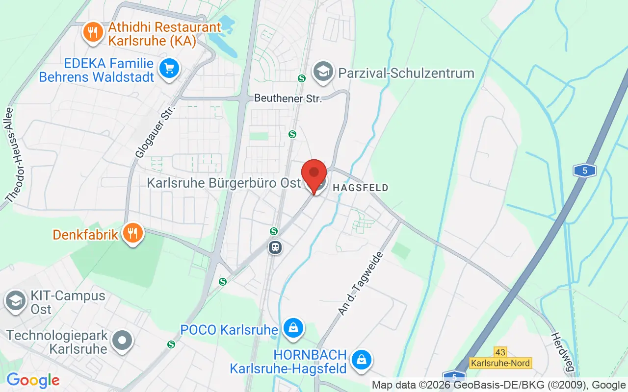 Zulassungsstelle Karlsruhe auf der Karte