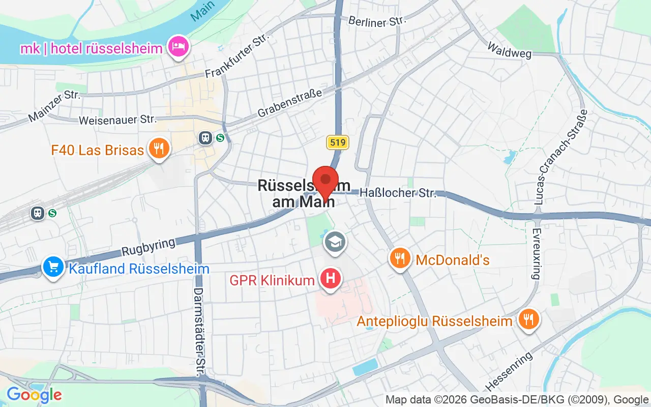 Zulassungsstelle Rüsselsheim auf der Karte