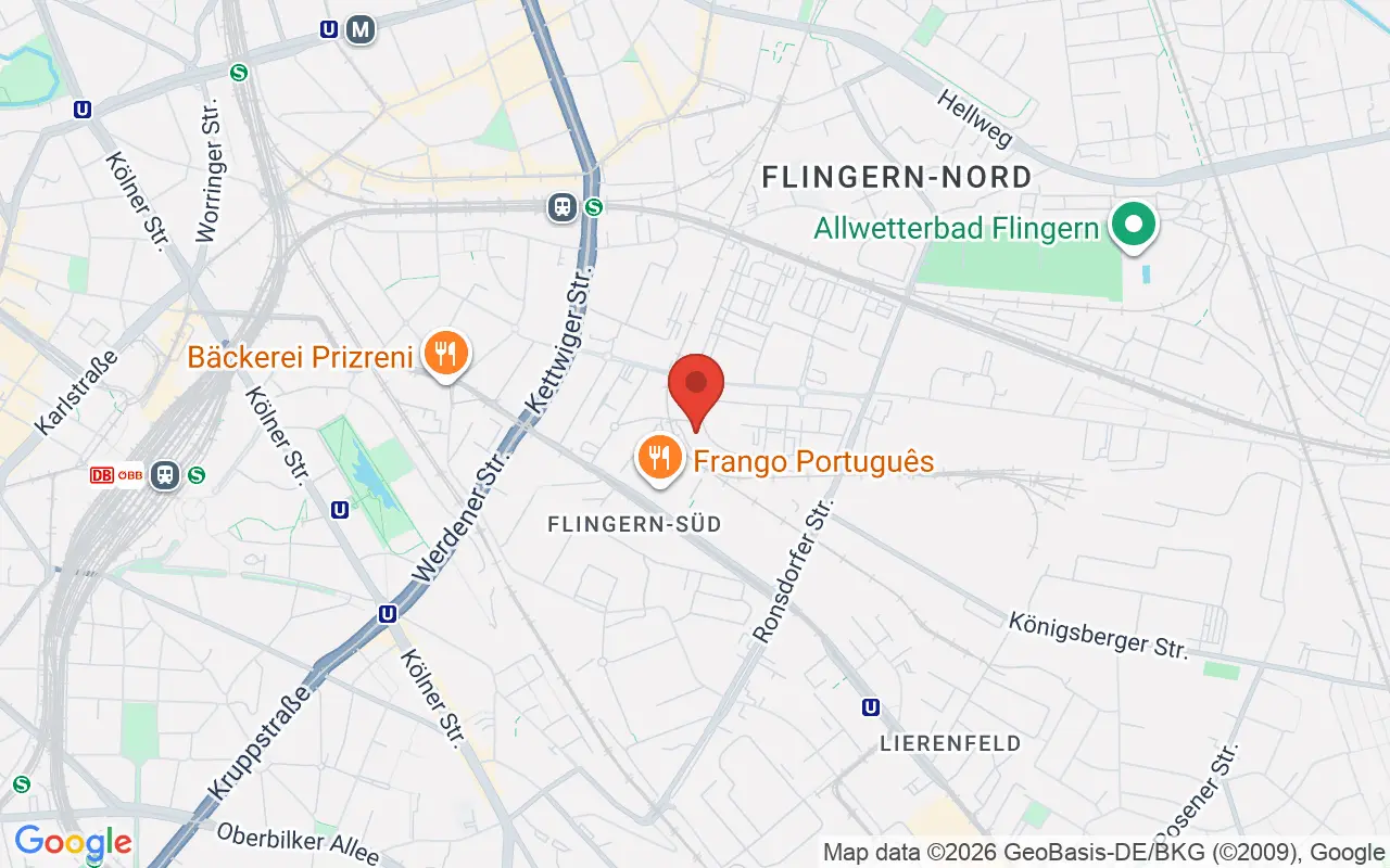 Zulassungsstelle Düsseldorf auf der Karte